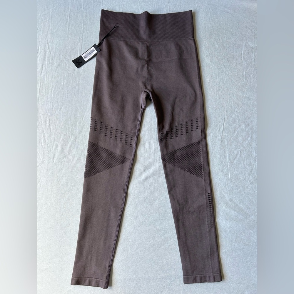 Savvi High-Waisted Purple/Mauve Athletic Leggings with Mesh Panels